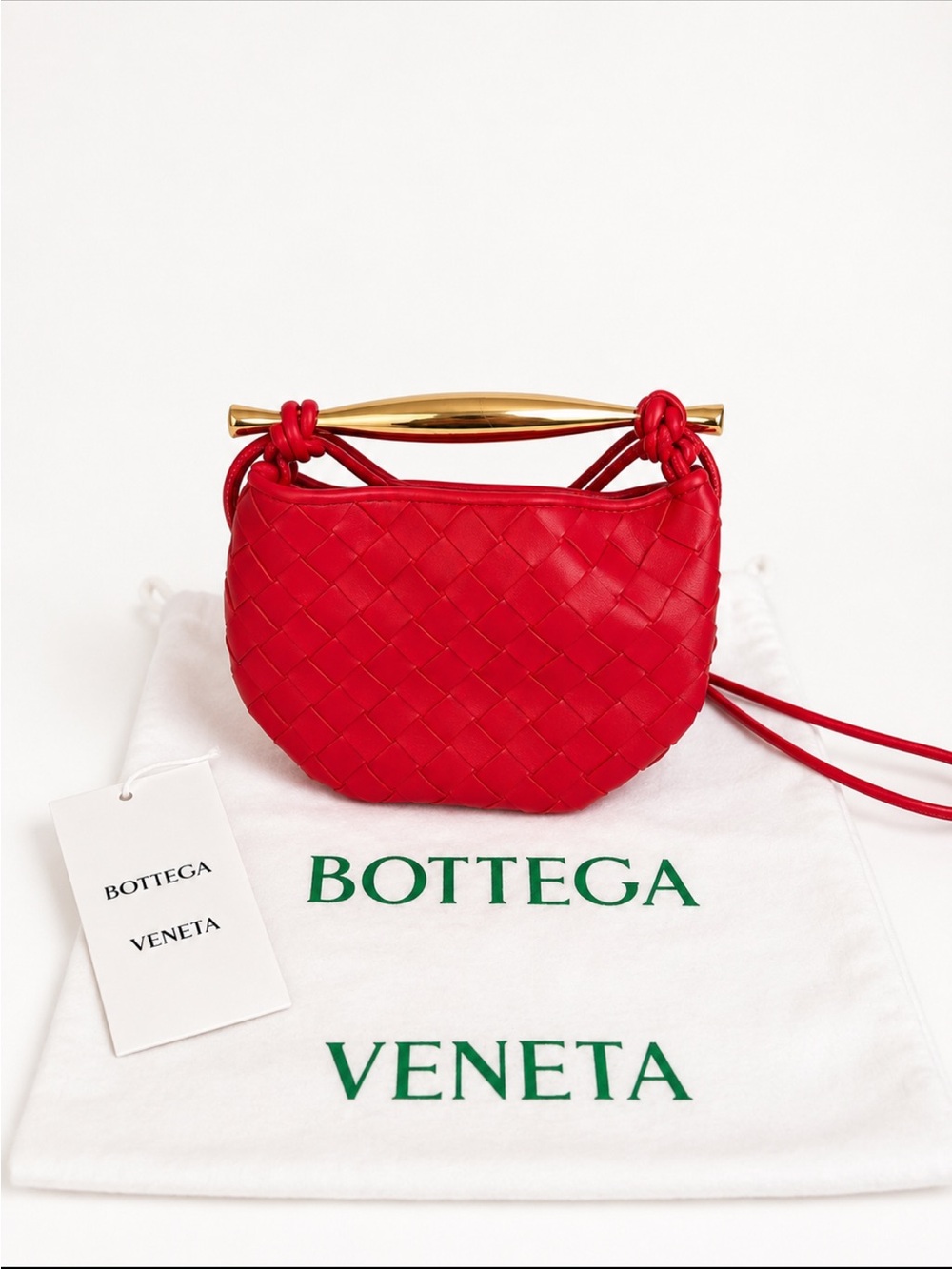 Bottega Veneta Red Woven Sardine  Mini Crossbody Bag